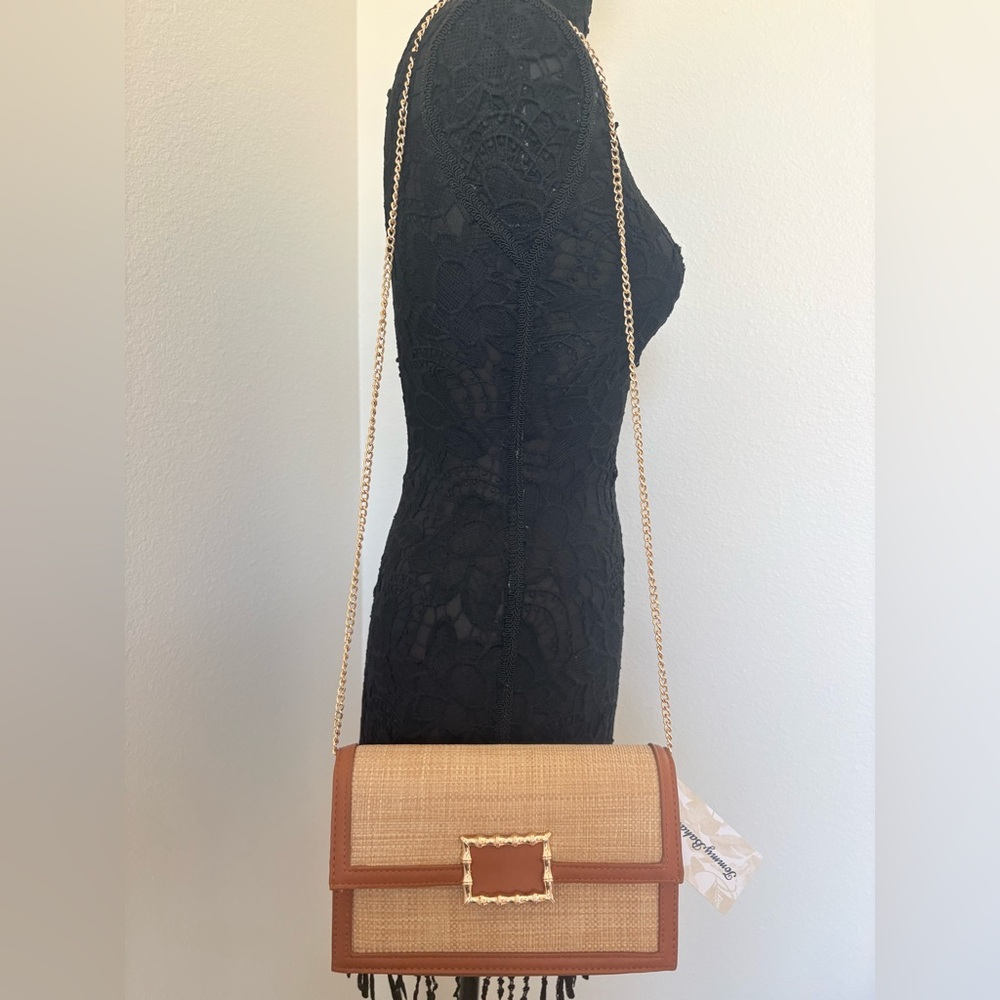 Tommy Bahama Tan and Brown Crossbody Bag